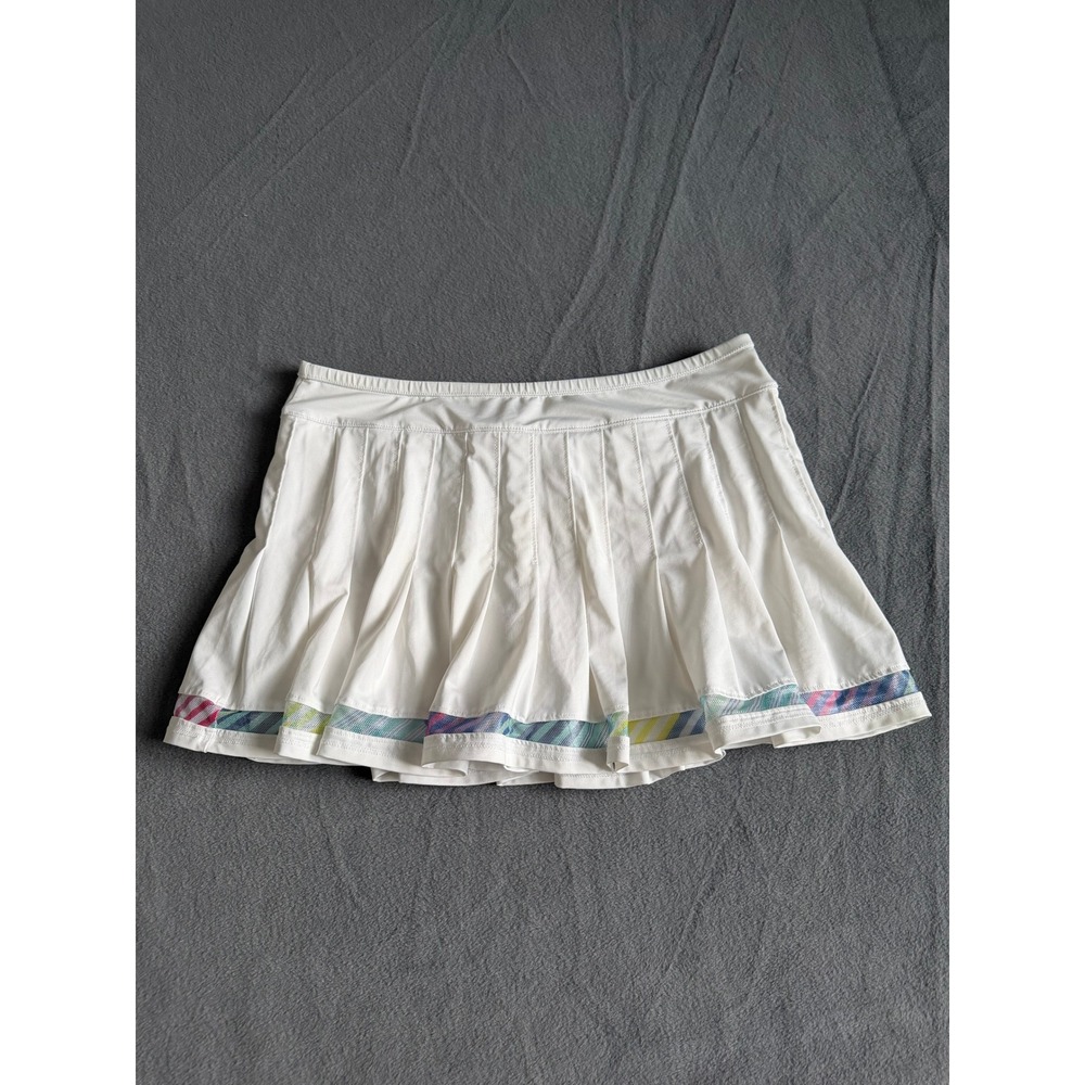 Lucky in Love White Pleated Tennis Skort Rainbow Mesh Trim XL Everyplay